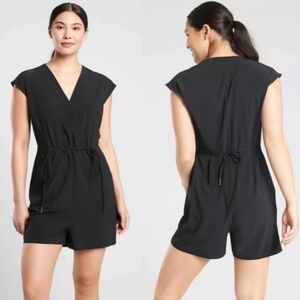 NWT Athleta | Marlow Romper Black Athletic Athleisure Outdoor, Womens 1X